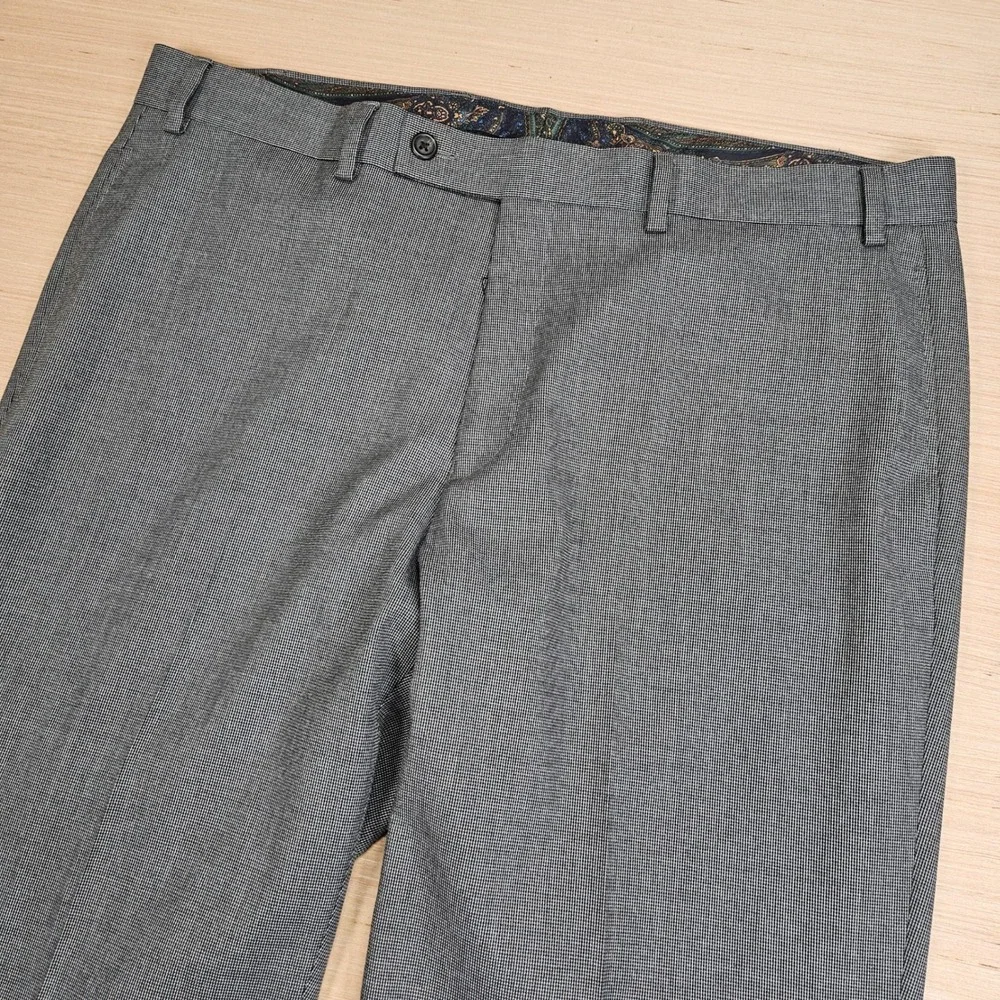Lauren Ralph Lauren Dress Pants Mens 38x30 Gray Micro Houndstooth Stretch